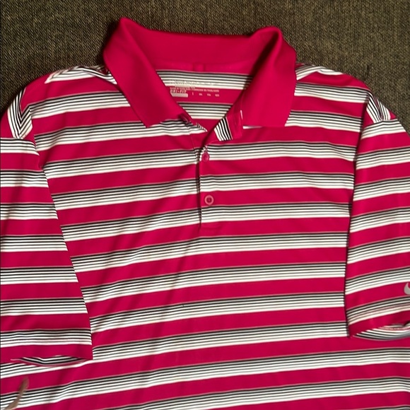 Nike Golf Hot Pink Striped Golf Polo Standard Fit Dri-Fit sz XXL - Picture 4 of 8